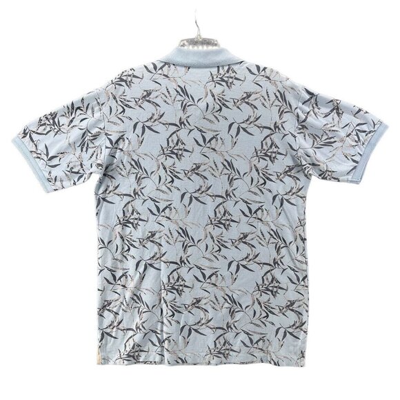 Polo Hawaiian Mens M Blue & Gray Floral by Hawaiian Sands Club - Picture 4 of 8